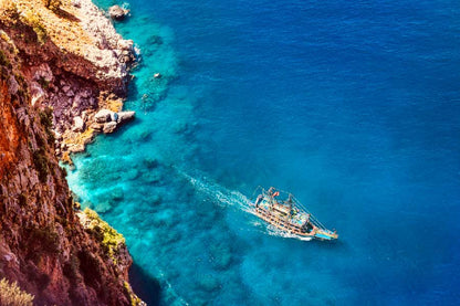 Bella Home Ship in Turquoise Sea Aerial View Print Canvas Ready to hang