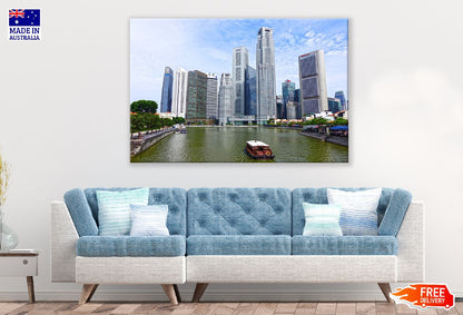 Singapore River with Modern Skyscrapers Photograph Print 100% Australian Made