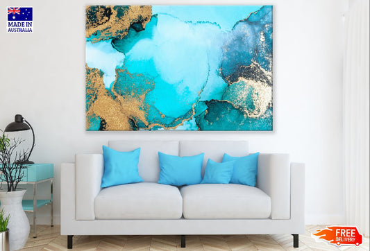Gold & Blue Abstract Design Print 100% Australian Made