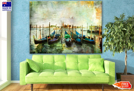 Boats on Lake Watercolor Painting Print 100% Australian Made