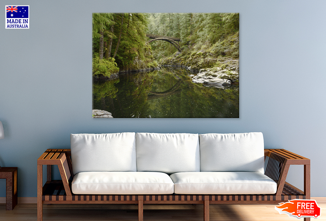 Bridge On River & Forest View Print 100% Australian Made