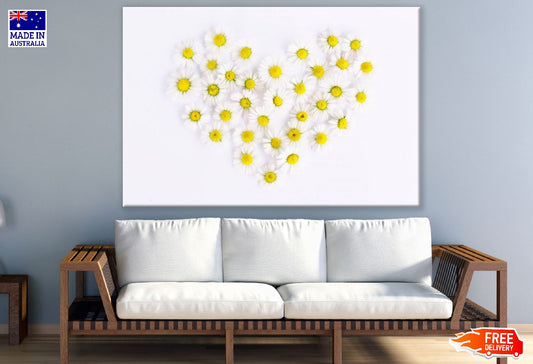 White Daisy Flowers Heart Shape Photograph Print 100% Australian Made