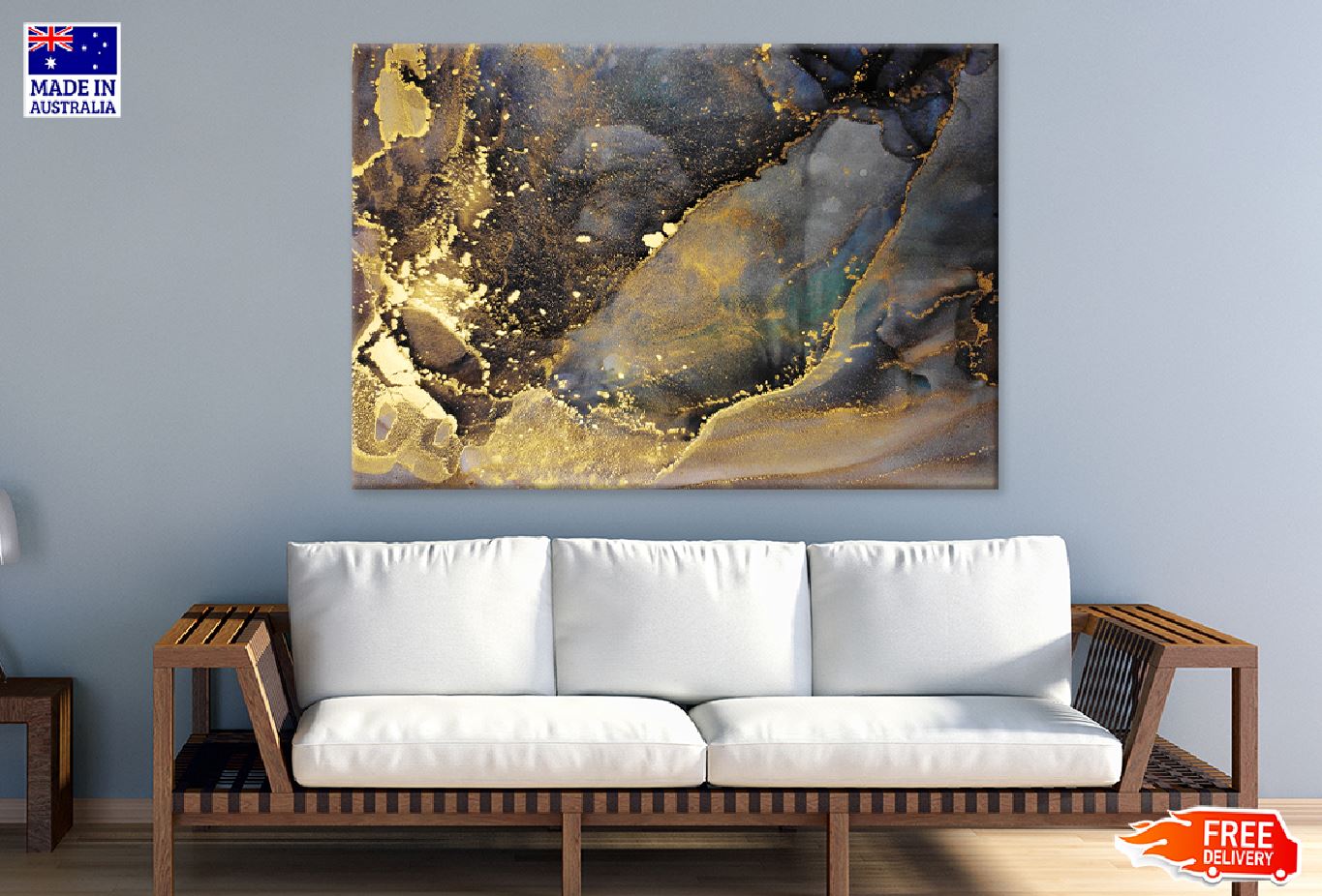 Gold Spray & Black Abstract Design Print 100% Australian Made
