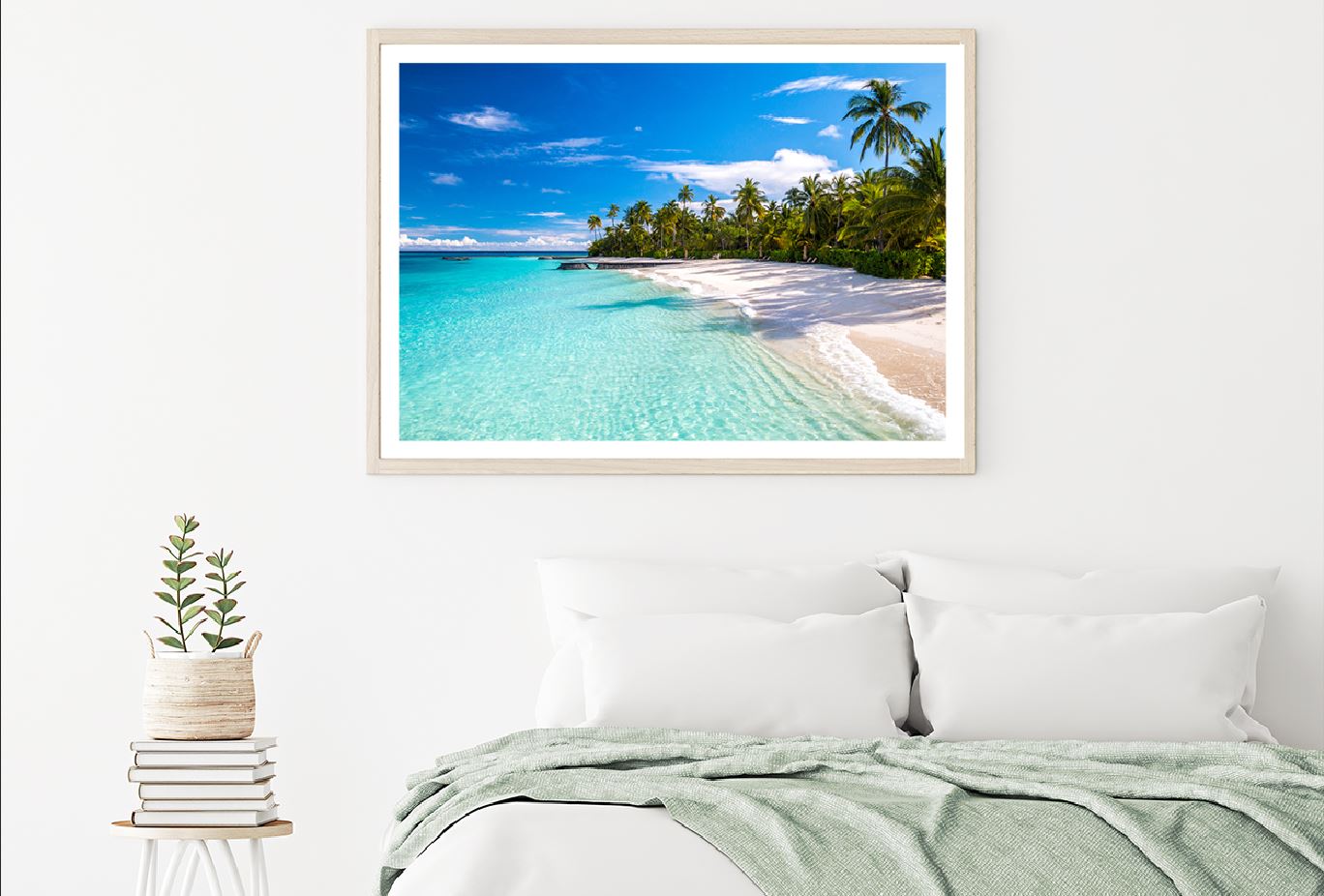 Typical Blue Beach View Photograph in Maldives Home Decor Premium Quality Poster Print Choose Your Sizes