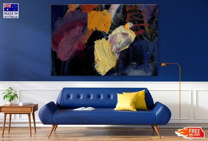 Blue Yellow & Orange Paint Abstract Design Print 100% Australian Made