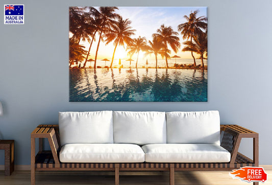 Pool on the Beach & Palm Trees Photograph Print 100% Australian Made