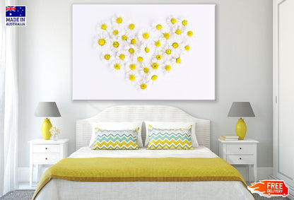 White Daisy Flowers Heart Shape Photograph Print 100% Australian Made