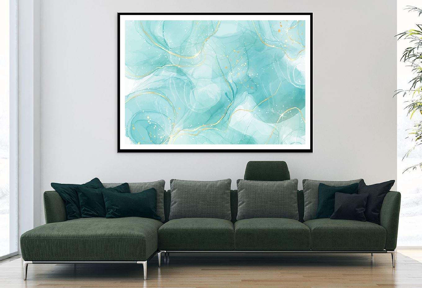 White Green & Gold Abstract Fluid Design Home Decor Premium Quality Poster Print Choose Your Sizes