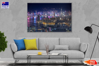 Hong Kong Cityscape Night View Photograph Print 100% Australian Made