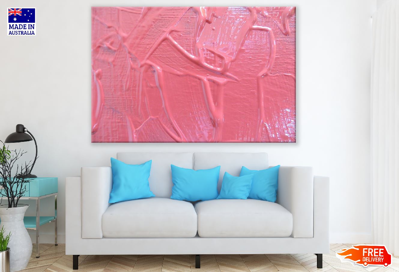 Pink Color Paint Abstract Design Print 100% Australian Made