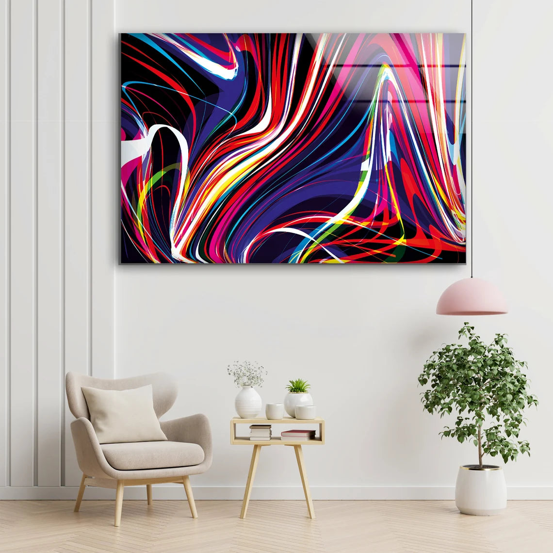 Red White & Blue Abstract Design Acrylic Glass Print Tempered Glass Wall Art 100% Made in Australia Ready to Hang