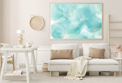 White Green & Gold Abstract Fluid Design Home Decor Premium Quality Poster Print Choose Your Sizes