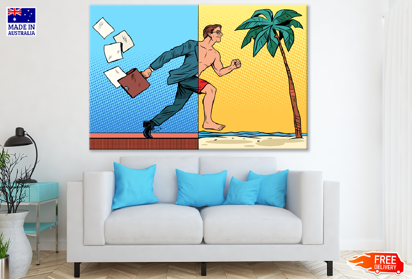 Man Running Work to Rest Illustration Print 100% Australian Made