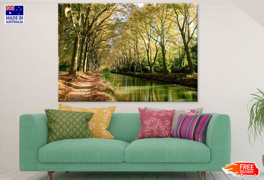 Trees Row Along River Photograph Print 100% Australian Made