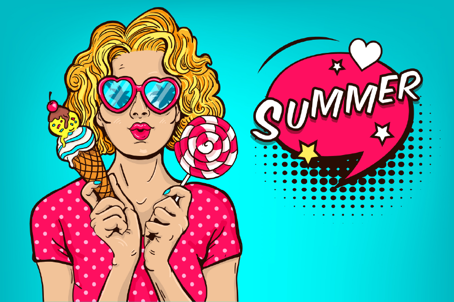 Girl With Ice Cream & Lollipop With Summer Quote Print 100% Australian Made