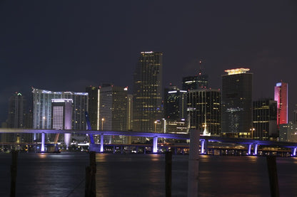 Miami Downtown Florida Night View Photograph, USA Print 100% Australian Made