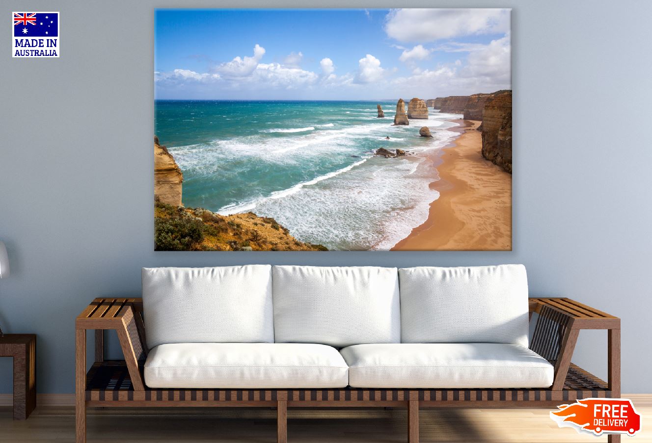 Sandy Beach near The Twelve Apostles, Great Ocean Road, Victoria Print 100% Australian Made