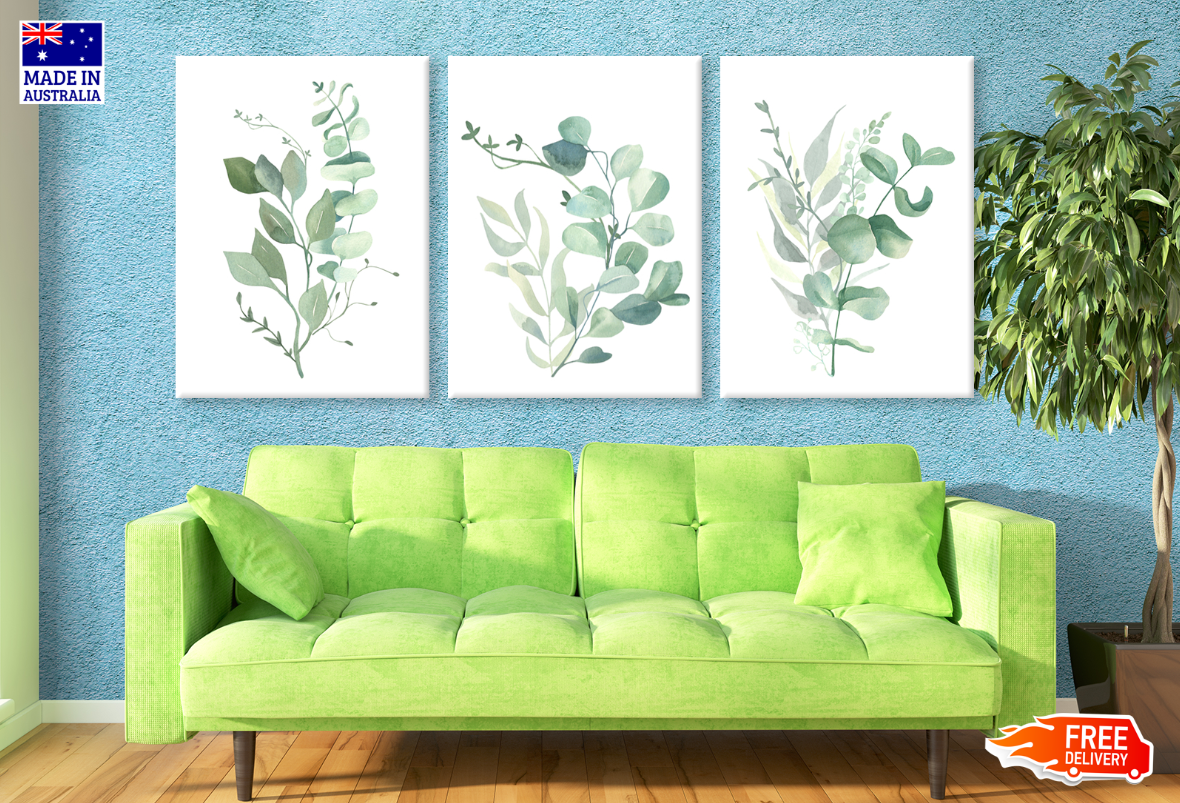 3 Set of Leaves Painting High Quality print 100% Australian made wall Canvas ready to hang