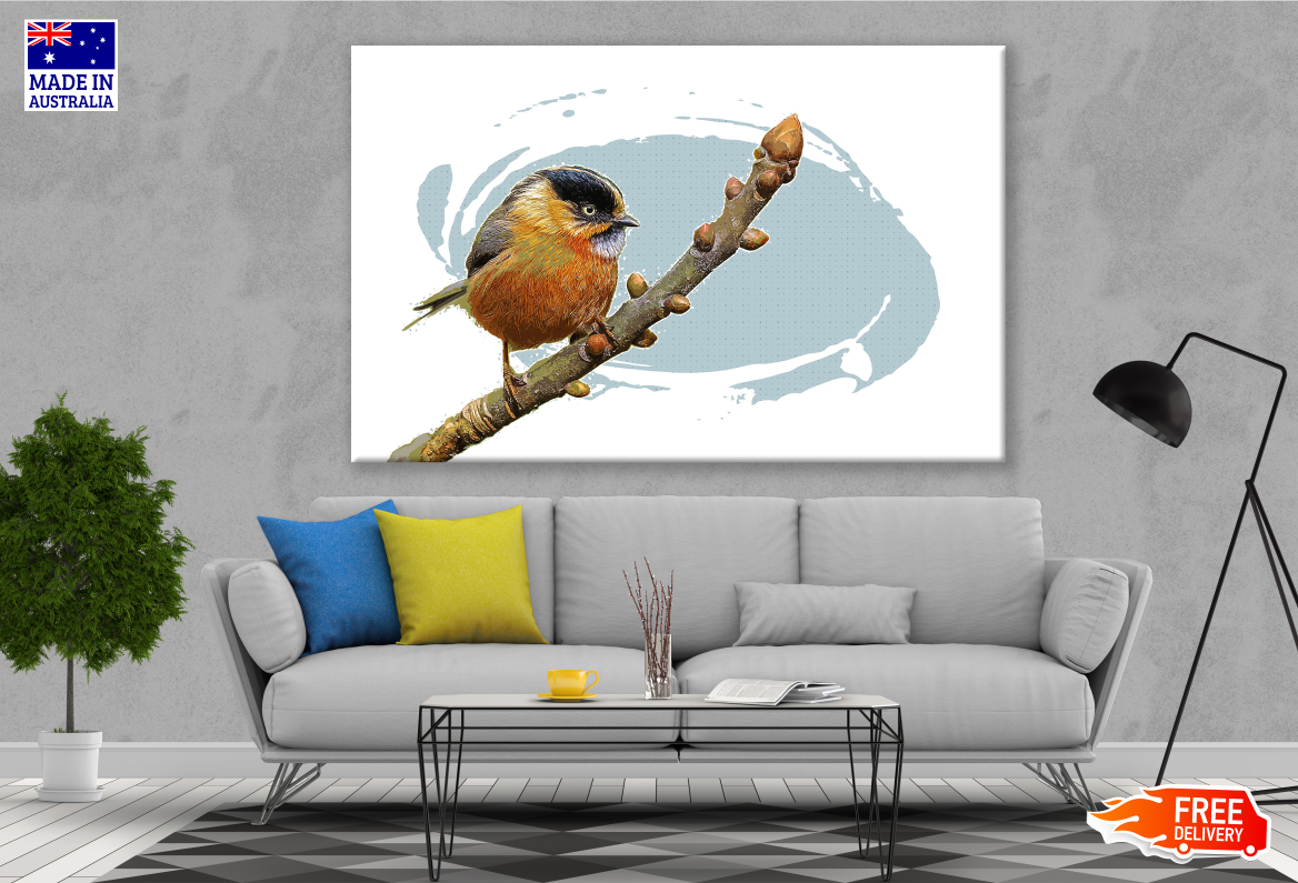 Red-breasted Nuthatch Bird Standing on a Branch Painting Print 100% Australian Made