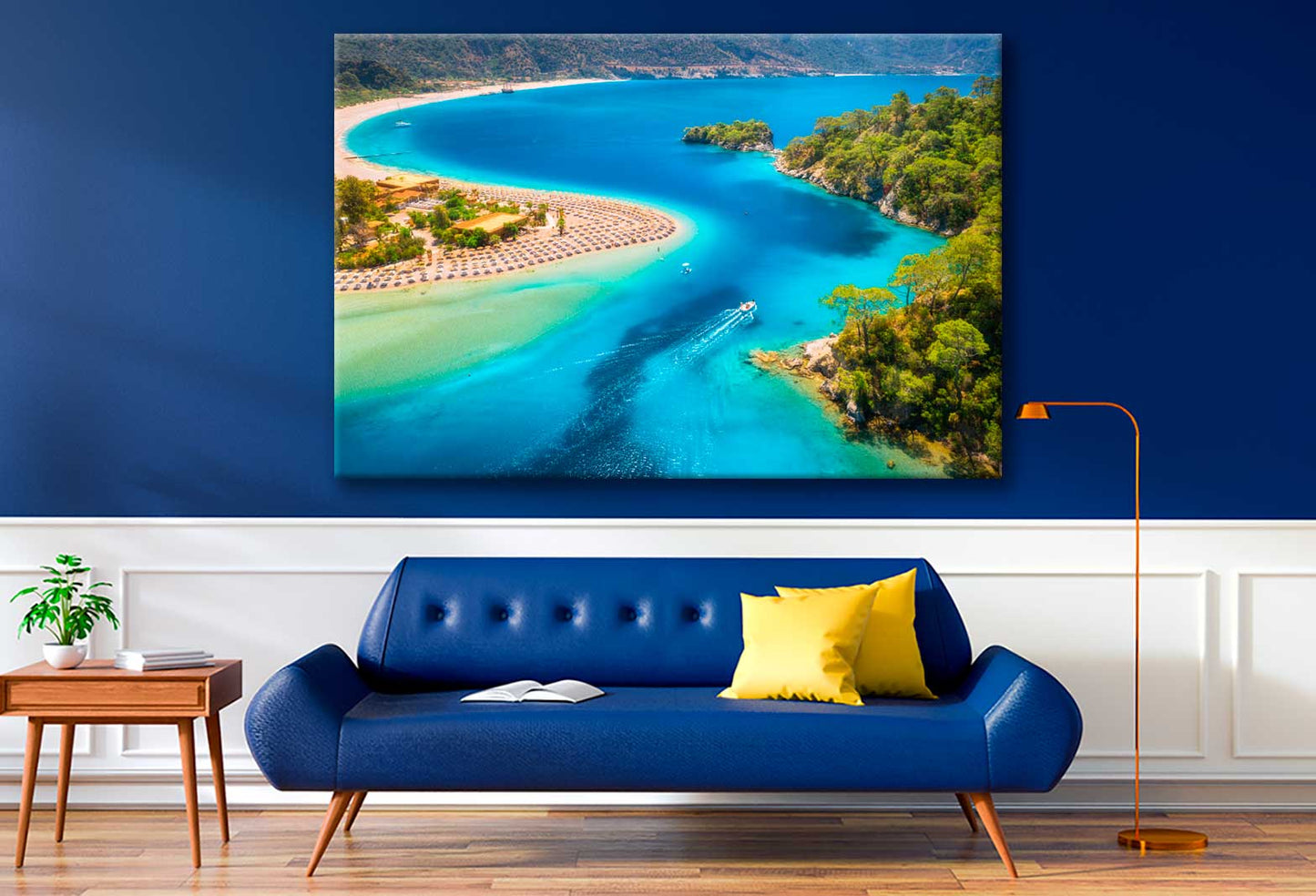 Bella Home Sandy Beach & Forest Aerial View Print Canvas Ready to hang