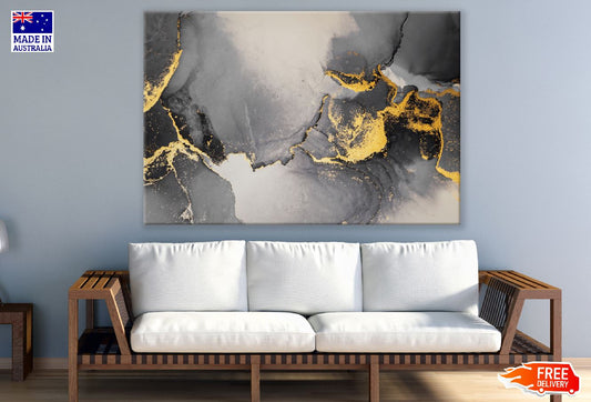 Gold Silver & Black Abstract Design Print 100% Australian Made