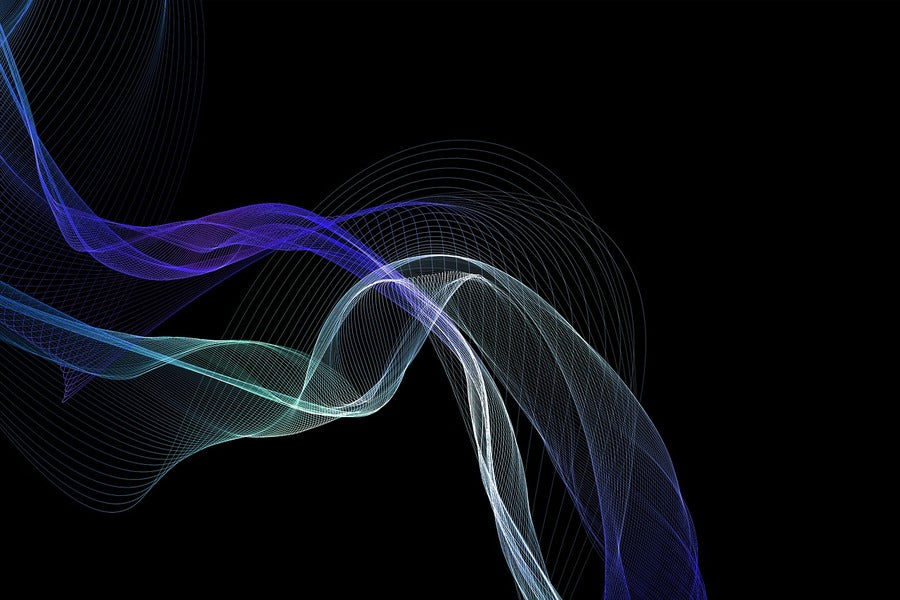 Blue & White Digital Lines Abstract Design Print 100% Australian Made
