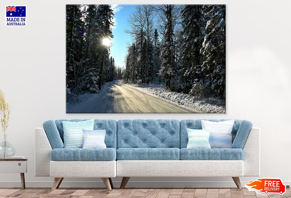 Snow Covered Forest & Road Photograph Print 100% Australian Made