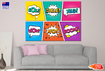 LOL SALE YES WOW NO BOOM Illustration Print 100% Australian Made