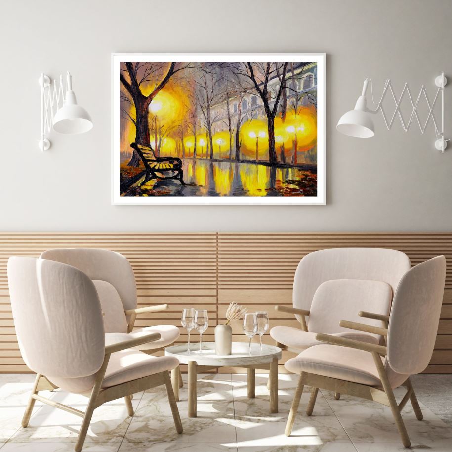City Street Lights Oil Painting Home Decor Premium Quality Poster Print Choose Your Sizes