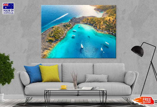 Blue Lagoon Sea Aerial View Photograph Print 100% Australian Made