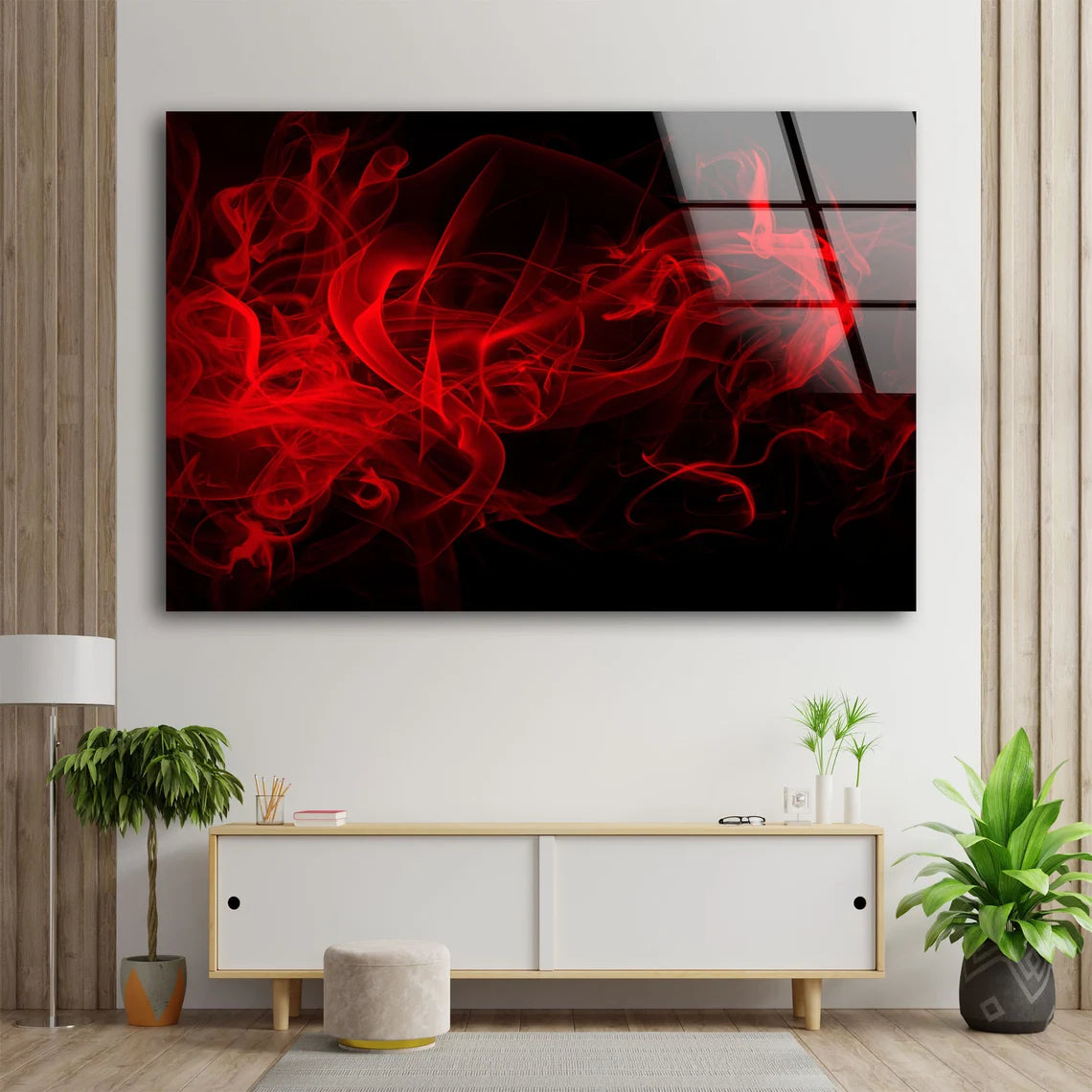 Red & Black Abstract Design Acrylic Glass Print Tempered Glass Wall Art 100% Made in Australia Ready to Hang