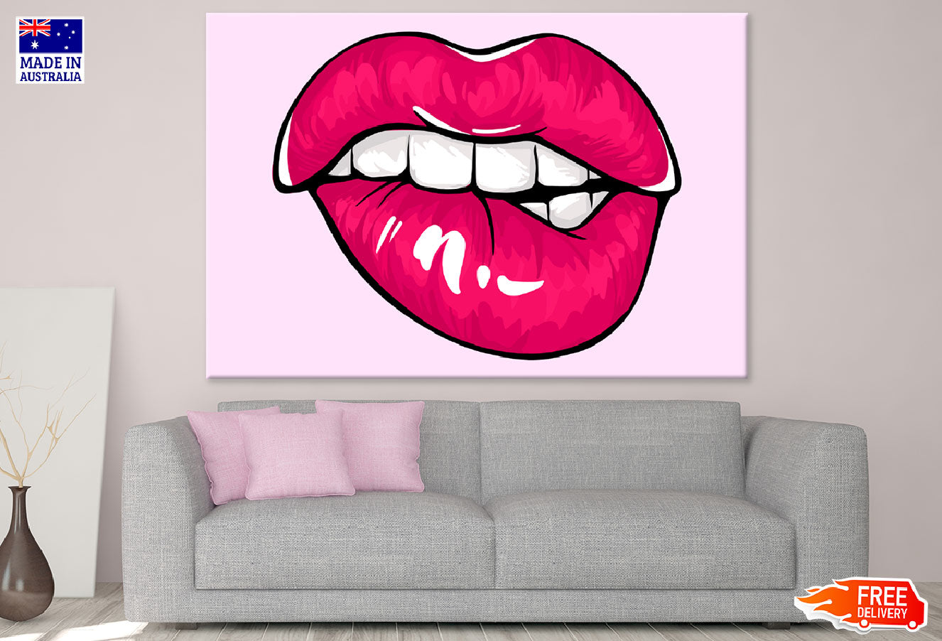 Biting Lips Colorful Illustration Print 100% Australian Made