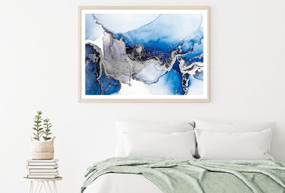 Dark Blue & Silver Abstract Fluid Design Home Decor Premium Quality Poster Print Choose Your Sizes