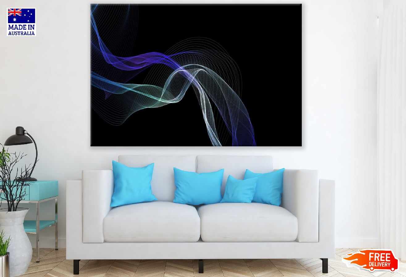 Blue & White Digital Lines Abstract Design Print 100% Australian Made