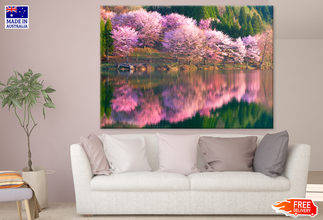 Blossom Flower Trees & River View Photograph Print 100% Australian Made