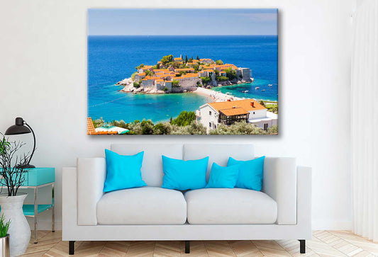 Bella Home Small Island & Resort in Montenegro Print Canvas Ready to hang