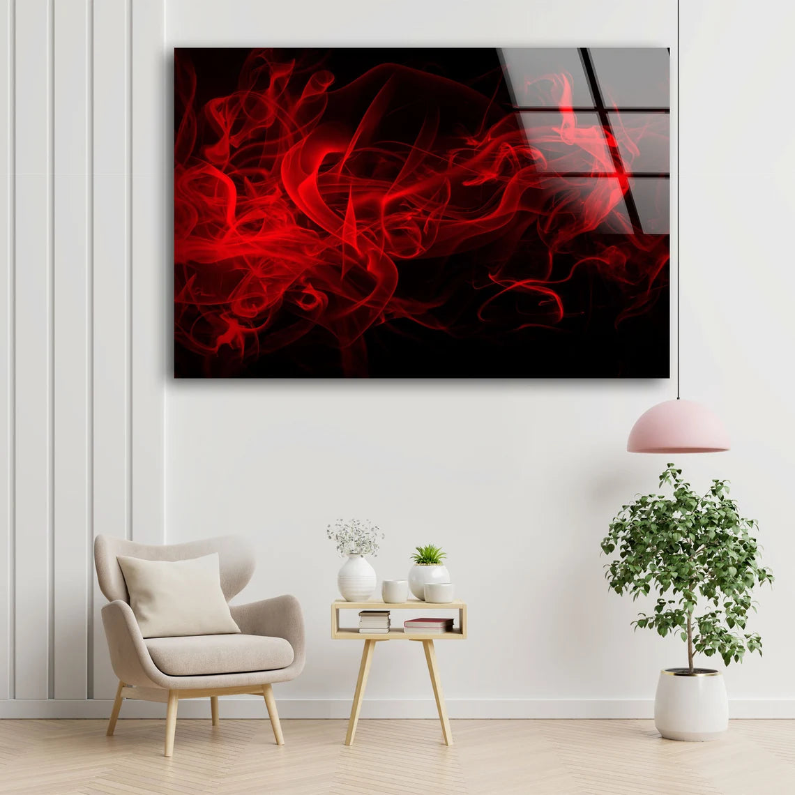 Red & Black Abstract Design Acrylic Glass Print Tempered Glass Wall Art 100% Made in Australia Ready to Hang