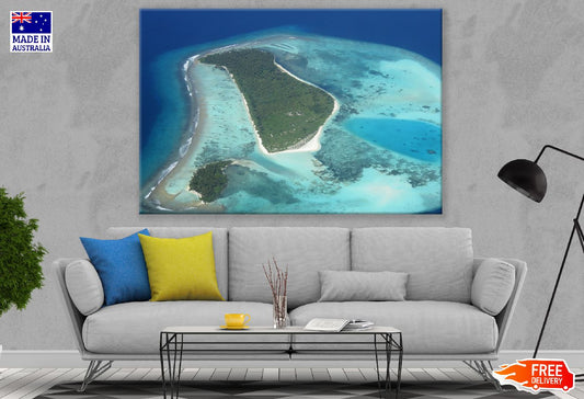 Maldives Island & Sea Aerial View Photograph Print 100% Australian Made