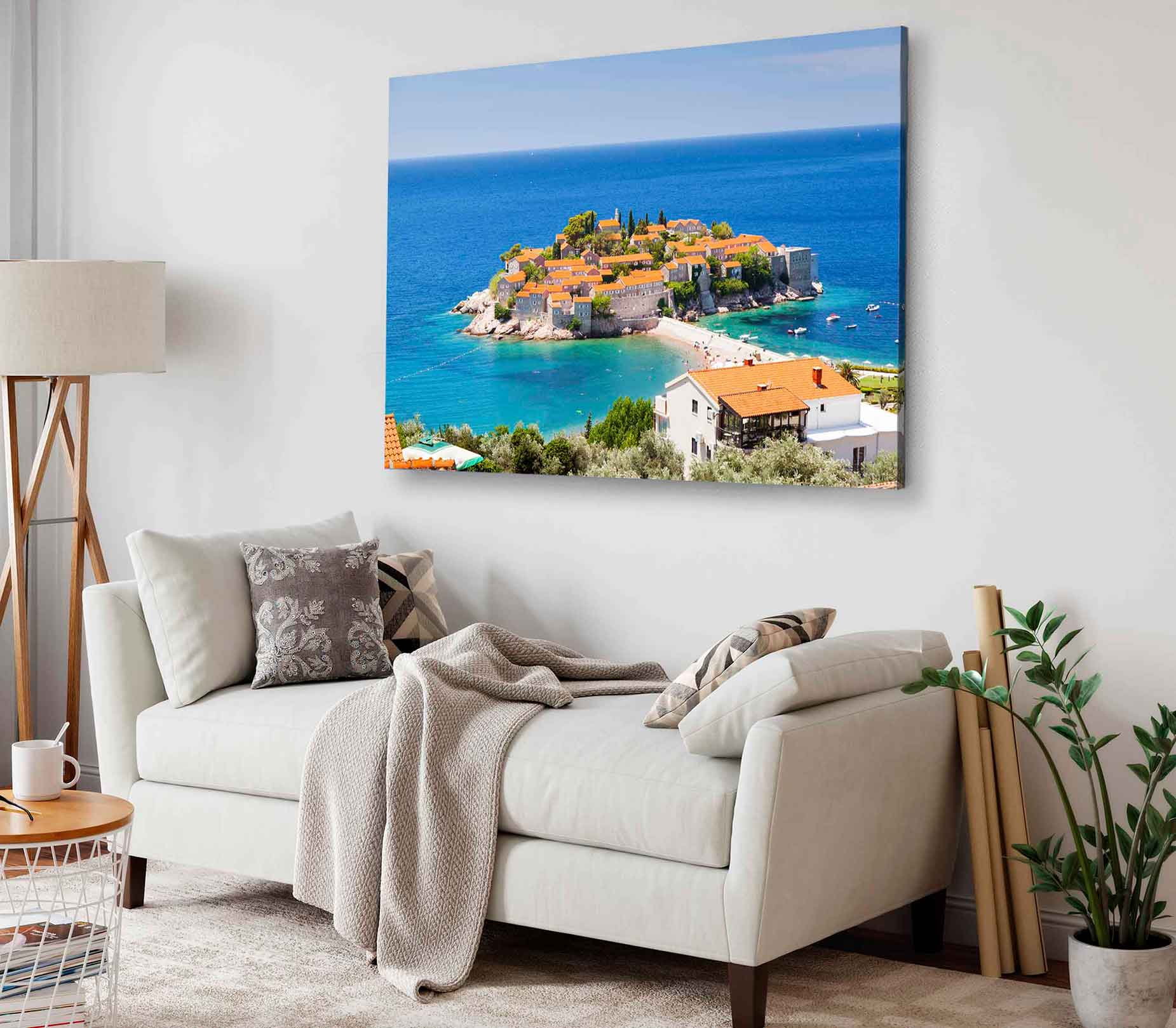 Bella Home Small Island & Resort in Montenegro Print Canvas Ready to hang