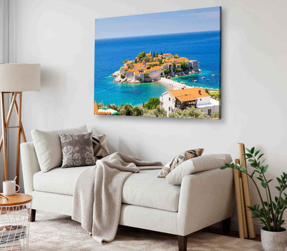Bella Home Small Island & Resort in Montenegro Print Canvas Ready to hang