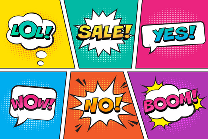 LOL SALE YES WOW NO BOOM Illustration Print 100% Australian Made