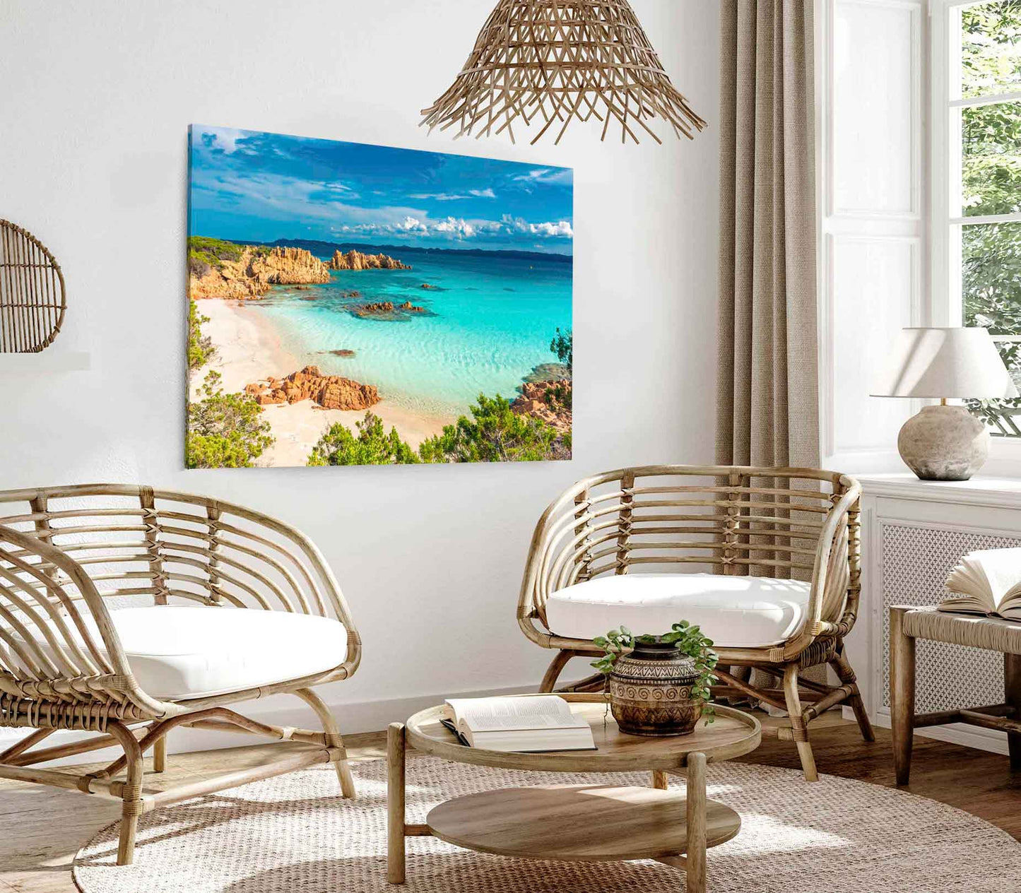 Bella Home Pink Sand Beach & Blue Sky Print Canvas Ready to hang