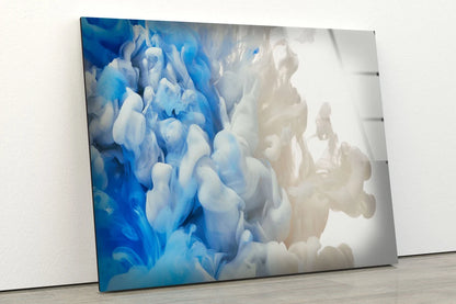 Blue White Abstract Smoke Design Acrylic Glass Print Tempered Glass Wall Art 100% Made in Australia Ready to Hang