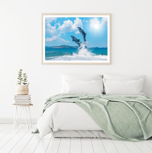 Dolphins at Beach Photograph Home Decor Premium Quality Poster Print Choose Your Sizes
