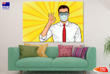 Man With Mask & Glasses Colorful Vector Print 100% Australian Made