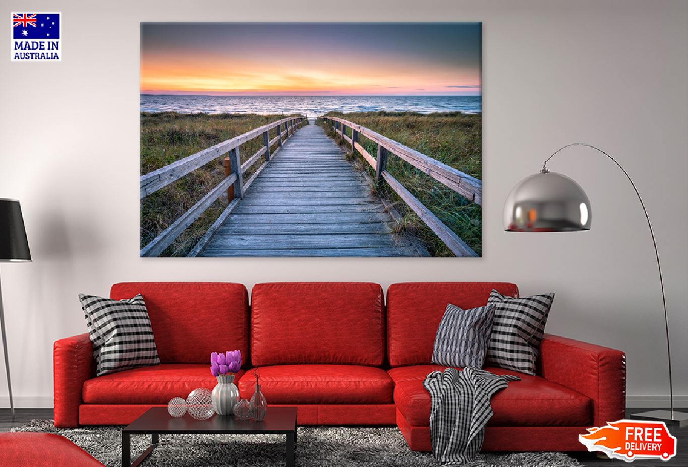 Wooden Bridge to Beach North Sea View Photograph Print 100% Australian Made
