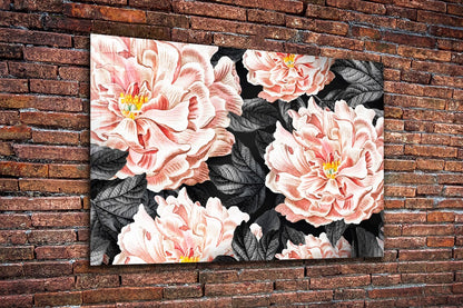 Pink Flowers Leaves Art Print Tempered Glass Wall Art 100% Made in Australia Ready to Hang