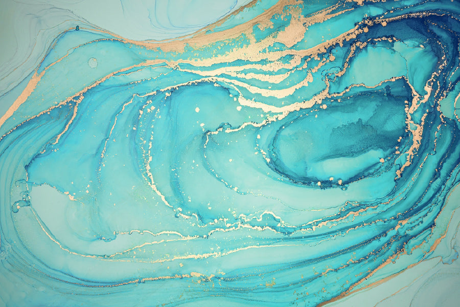 Green Blue & Gold Lines Abstract Design Home Decor Premium Quality Poster Print Choose Your Sizes