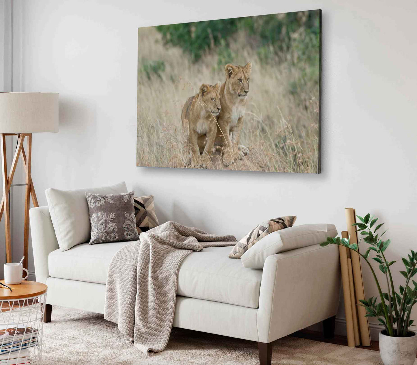 Bella Home A Pair Of Lion Cubs Sitting on A Mound Print Canvas Ready to hang