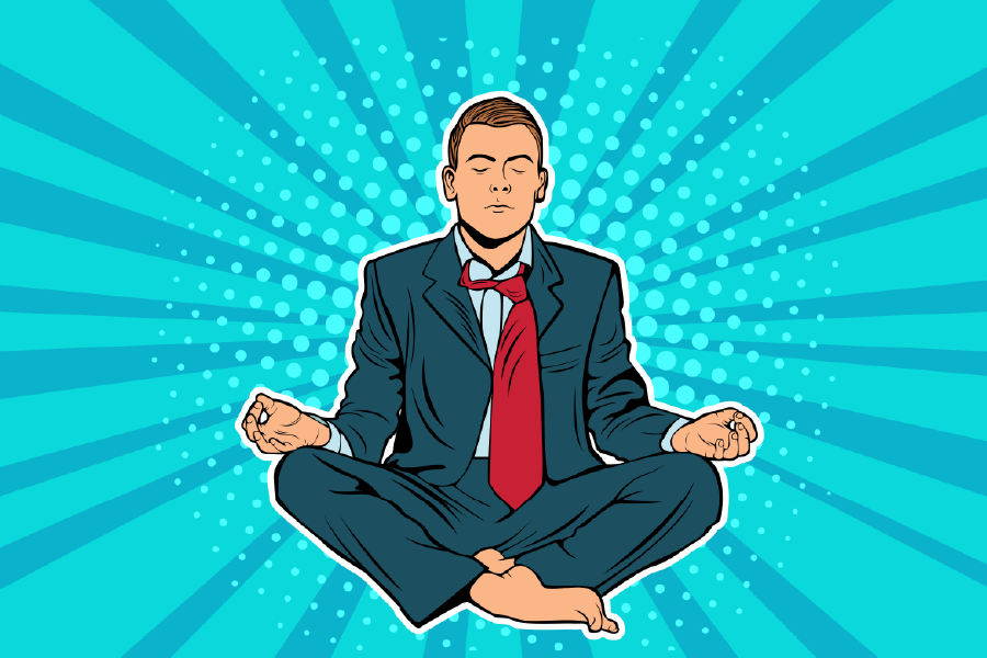 Businessman Doing Yoga Illustration Print 100% Australian Made